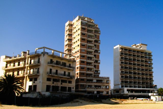 Exterior view of Varosha, abandoned district of Famagusta in Northern Cyprus.