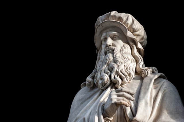 Leonardo Da Vinci statue, by Luigi Pampaloni, 1839