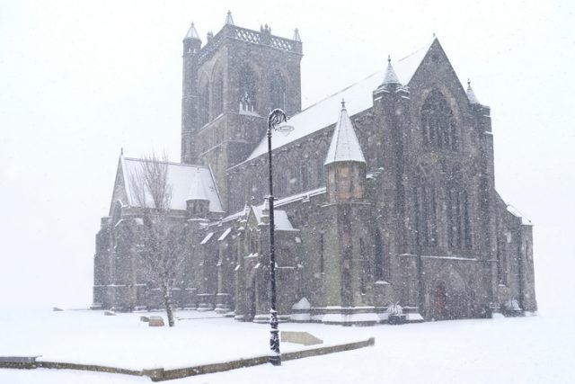Paisley Abbey Cathedral during winter.