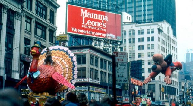 Macy’s Thanksgiving Day Parade looking North from the East side of Broadway between 47th & 48th Streets, 1979. Photo by Jon Harder CC BY 2.5