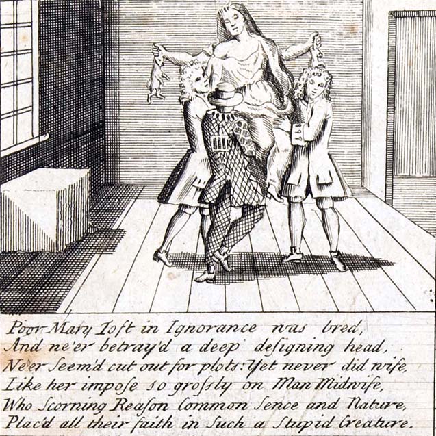 The Doctors in Labour; or a new Whim Wham from Guildford (in Hunterian Aa.7.20) The first stanza of a twelve-stanza illustrated poem detailing the Mary Toft scandal, published in 1726.