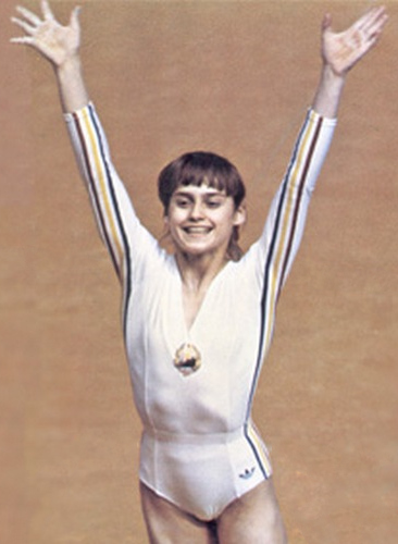 Nadia Comăneci at the 1976 Olympics.