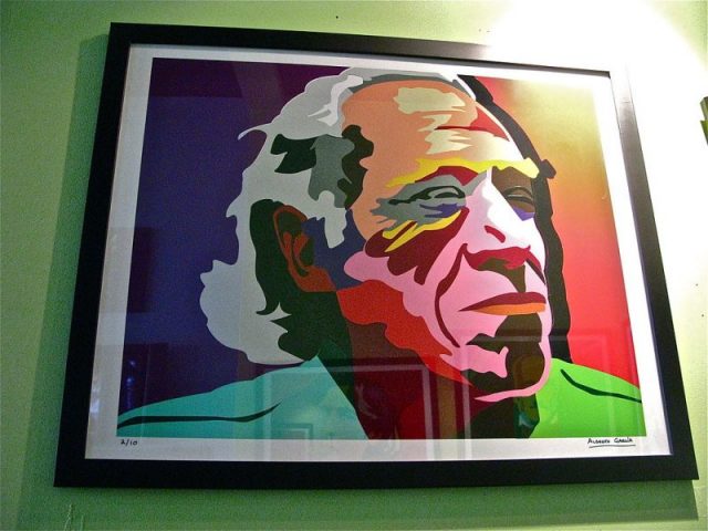 Painting of of Charles Bukowski, Busboys and Poets, Washington, D.C. Photo by Alberto Garcia CC BY-SA 2.0