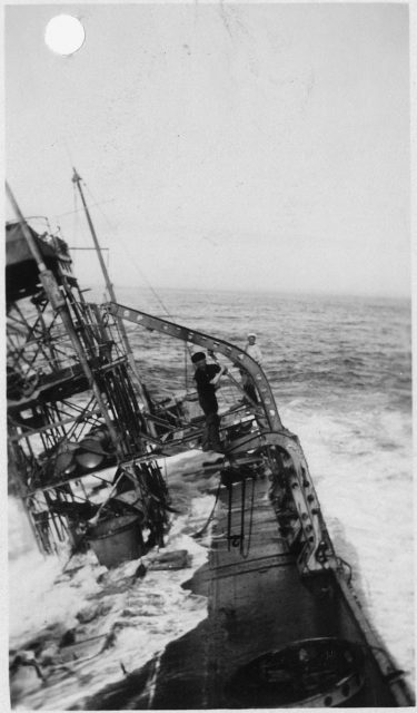 Point Honda shipwreck site September 8, 1923, Santa Barbara Co., California. On the deck of the U.S.S. Chauncey.