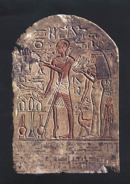 An Egyptian stele thought to represent a polio victim, 18th Dynasty (1403–1365 BC). Photo by Fixi CC BY-SA 3.0