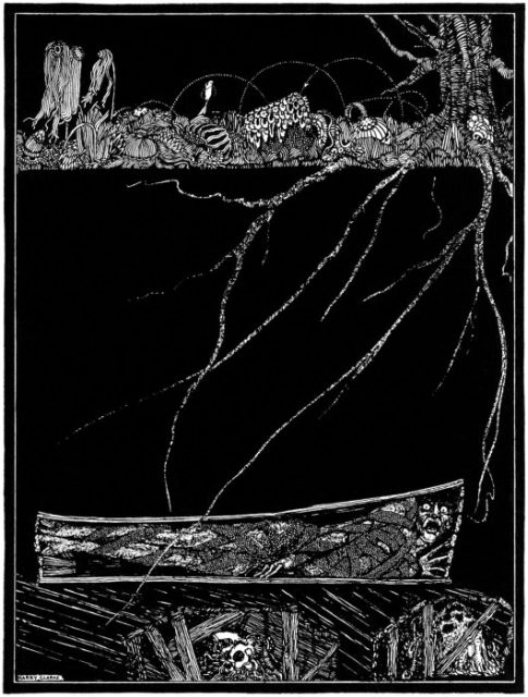 Illustration for Edgar Allan Poe’s story “The Premature Burial” by Harry Clarke (1889-1931), published in 1919.