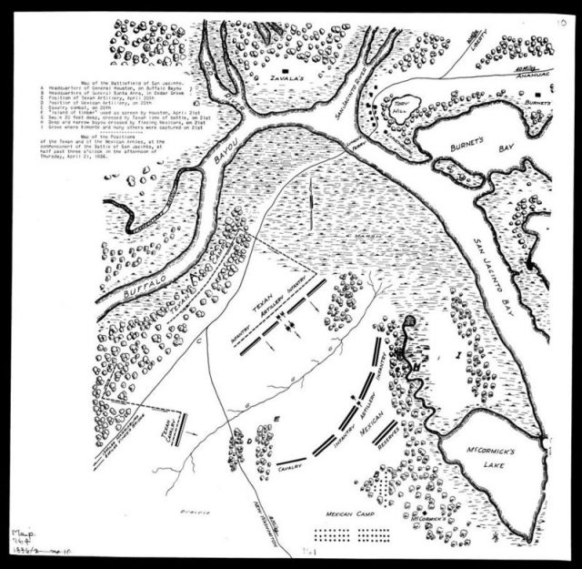 San Jacinto battlefield with troop movements.