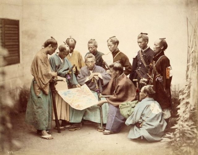 Samurai of the Chosyu clan, during the Boshin War period.