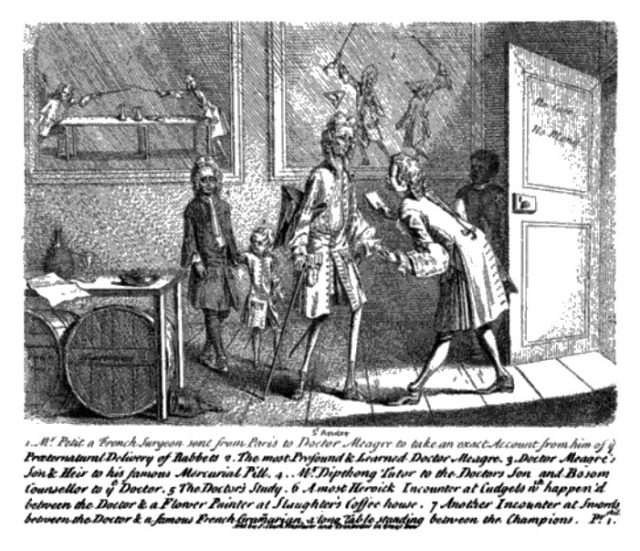 St. André receives a French surgeon sent to investigate the rabbit business, published in 1726.