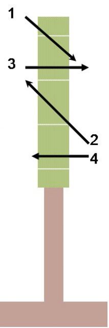 Diagram of the Tsubamegaeshi cutting pattern on a goza target. Photo by Rawn CC BY-SA 3.0