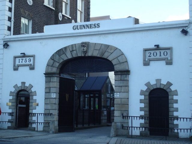 The St. James’s Gate entrance to the Guinness brewery.