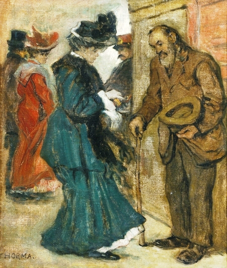 Woman giving alms by János Thorma.