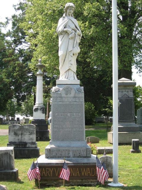 Wade monument in Evergreen Cemetery.