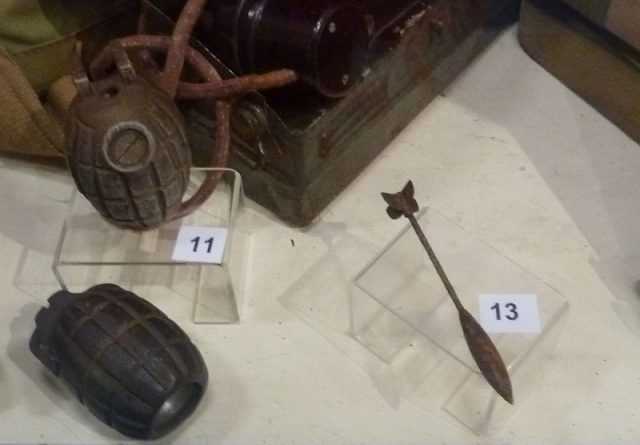 WWI fléchette in a museum exhibition. Photo by Andy Dingley CC BY-SA 4.0