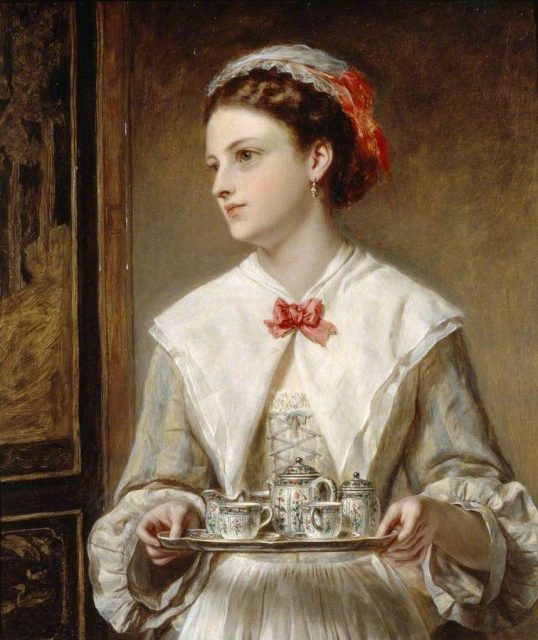 Painting of a woman serving tea