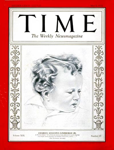 An illustration of Charles Jr. on the cover of Time magazine on May 2, 1932.