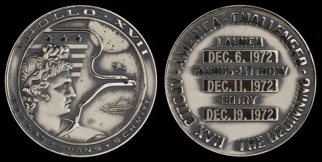Apollo 17 space-flown silver Robbins medallion