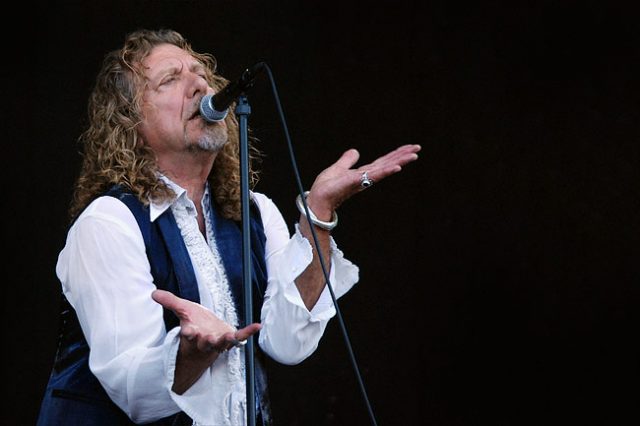 Robert Plant performing with Alison Krauss at the 2008 Bonnaroo Music Festival in Manchester, TN, 2008. Photo by Joshrhinehart CC BY-SA 3.0