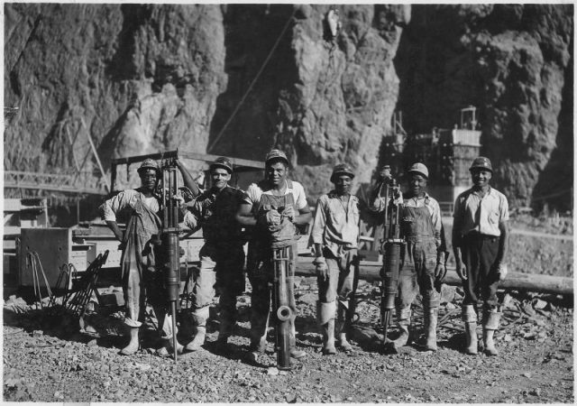 Drillers on the construction of Hoover Dam.