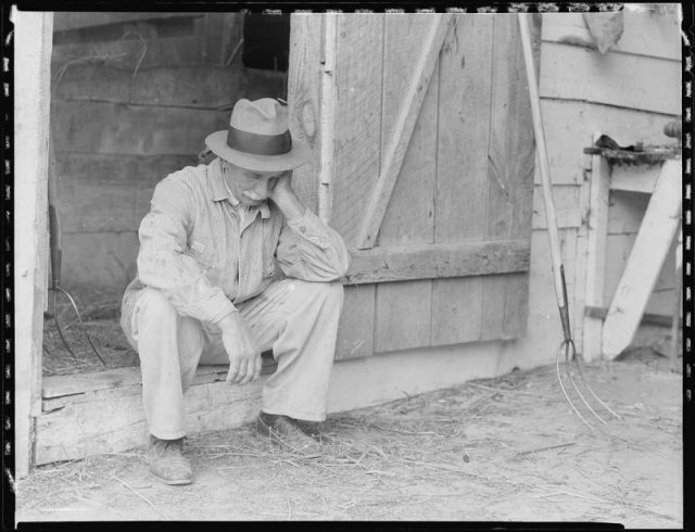Farmer in despair over the Depression in 1932.