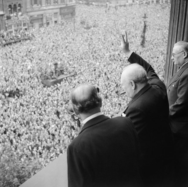 Winston Churchill  waving