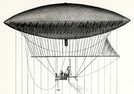 The Giffard dirigible, created by Giffard in 1852