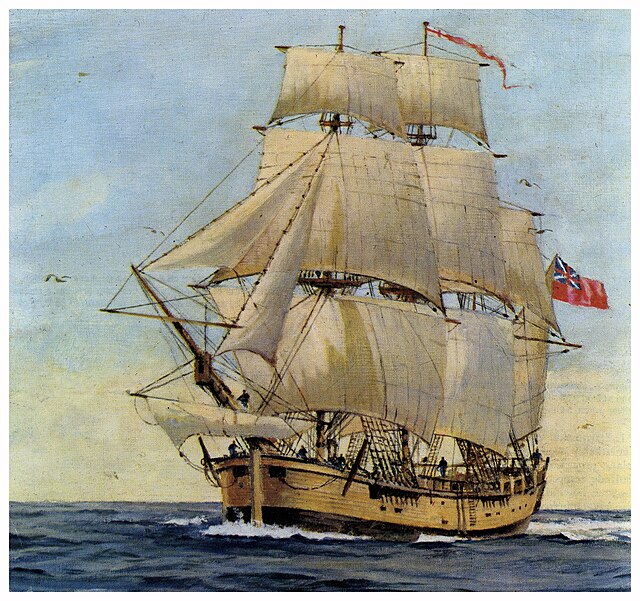 Painting of the HMS Endeavour at sea