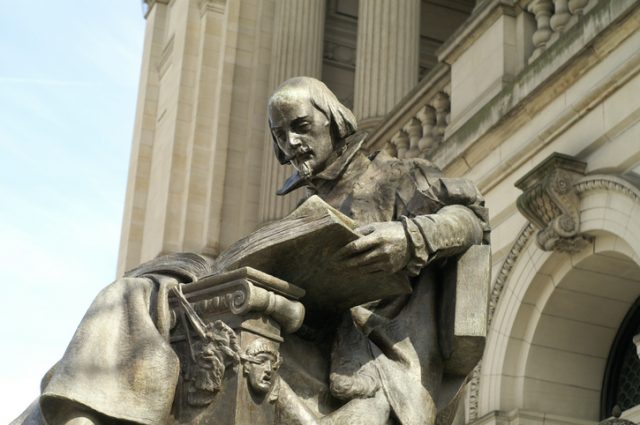 Statue of William Shakespeare outside the Carnegie.