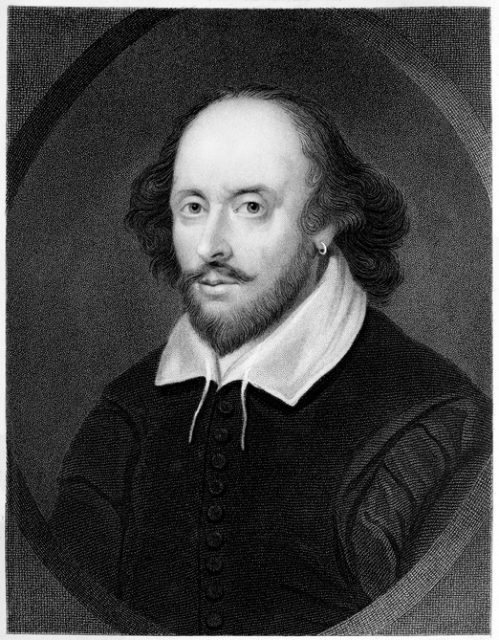 William Shakespeare, engraving from ‘Shakspeare’s Dramatic Works, Vol. 1’ published in 1849 in Boston.