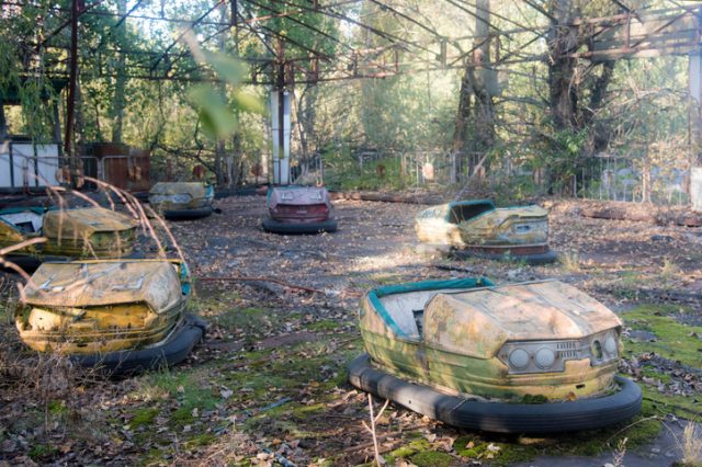 The amusement park of Pripyat. It was to be opened for the first time on May 1, 1986 in time for the May Day celebrations but these plans were scuttled on April 26th, when the Chernobyl disaster occurred a few kilometers away