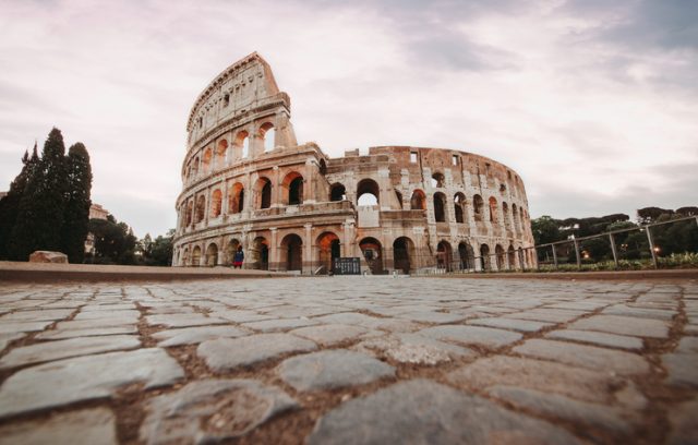 Beautiful colosseum in Rome. Landmark photography about italian monuments