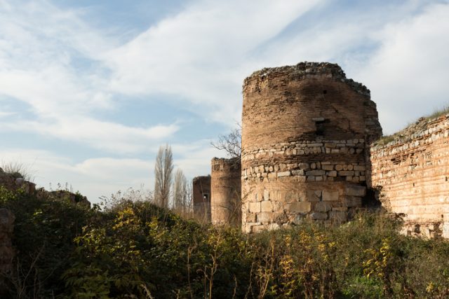 Section of the ancient Roman walls surrounding the historic city of Nicea (Iznik), Turkey.