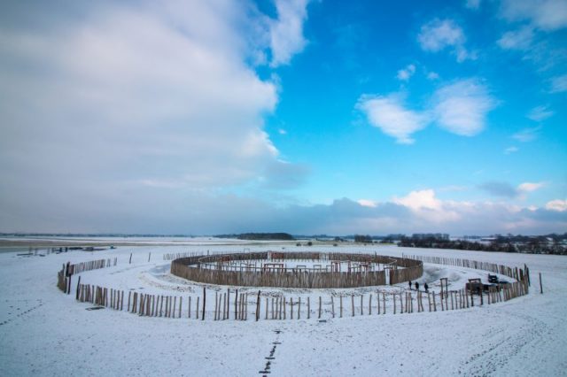 Ringheiligtum Pömmelte. The henge has a complex layout comprising several concentric circles of posts, pits and ditches. Its geometric layout has many similarities with Stonehenge in England.