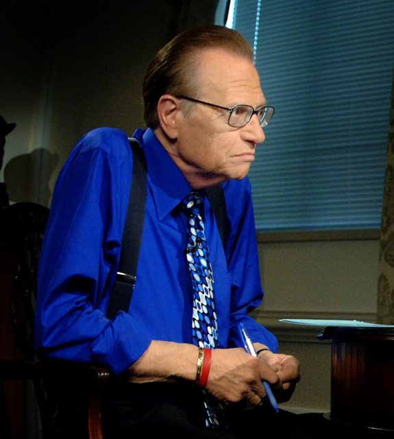 King during a recording of his Larry King Live program at the Pentagon in Arlington, Virginia, in 2006.