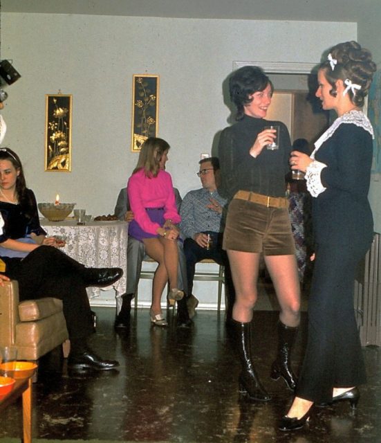 New Years Eve Party at the Merritt’s, Oklahoma, 1971-1972 – Kathy Cobb in her great Hot Pants! Photo by Barbara Ann Spengler CC By 2.0