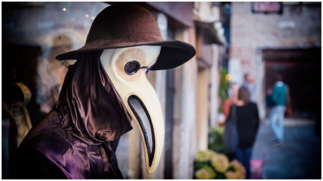 Venetian plague mask. Worn by doctors when treating plague victims.