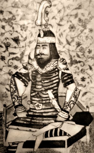 Portrait of Timur. Thumbnail XV century. Perhaps a copy of an earlier original.