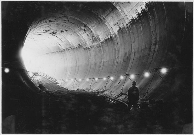 The construction of Hoover Dam, Boulder City, Nevada.