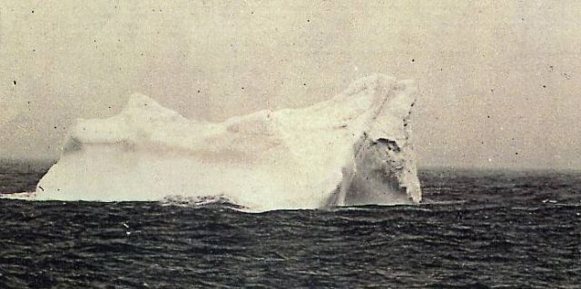 This iceberg was pictured in the morning of April 15, 1912 and is thought to be the one that the Titanic had struck.