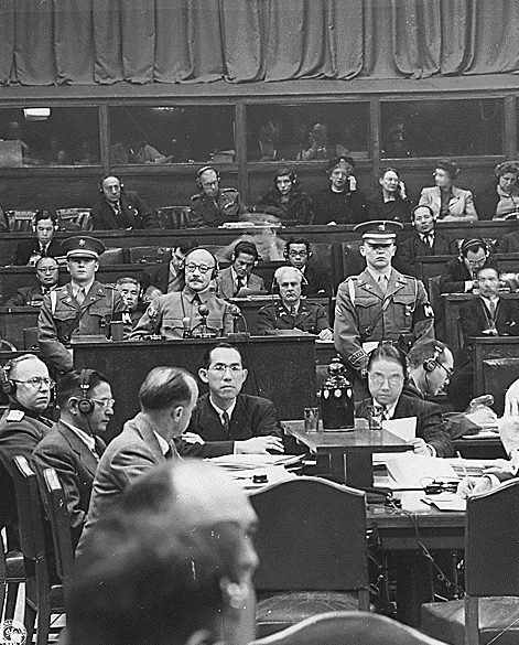 Tojo before the International Military Tribunal for the Far East.