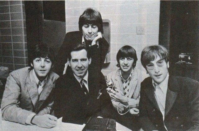 The group, with disc jockey Jim Stagg, during their U.S. tour in August 1966.