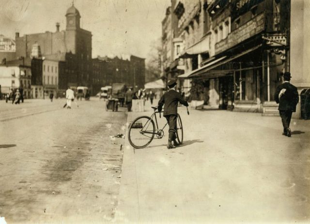 Young messenger making an office call.