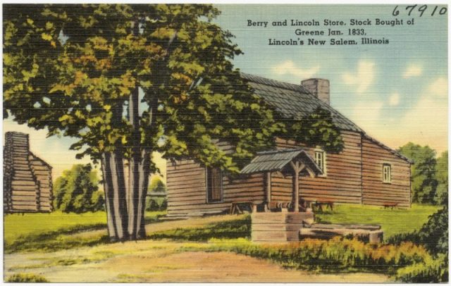 Berry and Lincoln store, Stock bought of Greene Jan. 1833, Lincoln’s New Salem, Illinois.