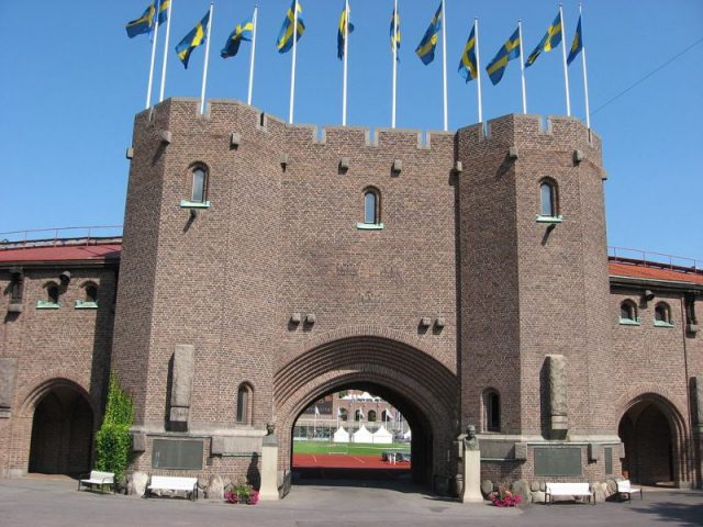 The front gate of the Stockholm Olympic Stadium, which was built for the 1912 Games. Photo by Derbeth CC BY SA 3.0