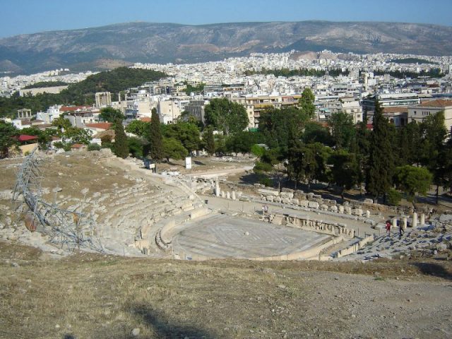 Modern picture of the Theatre of Dionysus in Athens, where many of Aeschylus’ plays were performed.