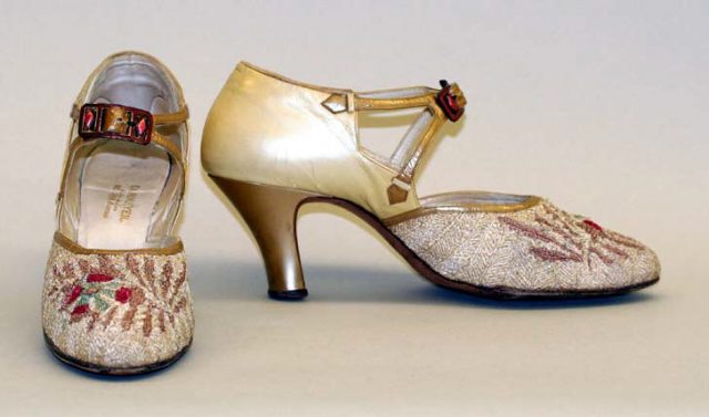 Beaded dancing shoes, 1928.