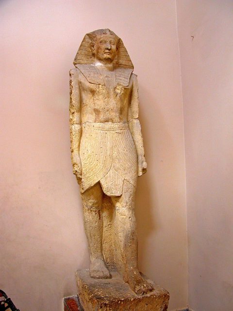 Egyptian-style statue of Ptolemy XII found at the Temple of the Crocodile in Fayoum, Egypt. Photo by Dennis Jarvis CC BY-SA 2.0
