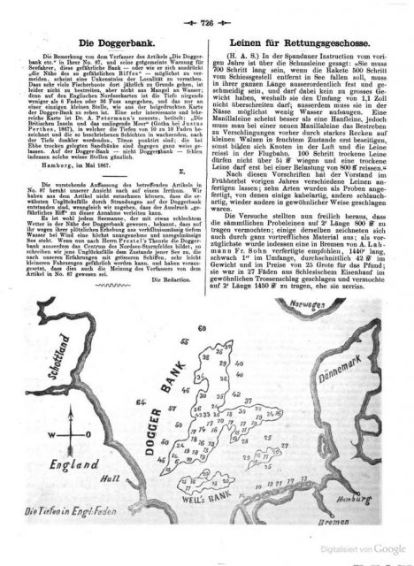 Map of Doggerbank, 1867.