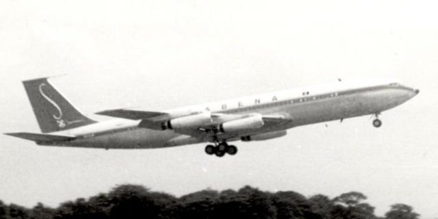 Sabena Boeing 707-329 in April 1960, (a sistership). Photo by RuthAS & Kevin Cleynhens CC BY 3.0