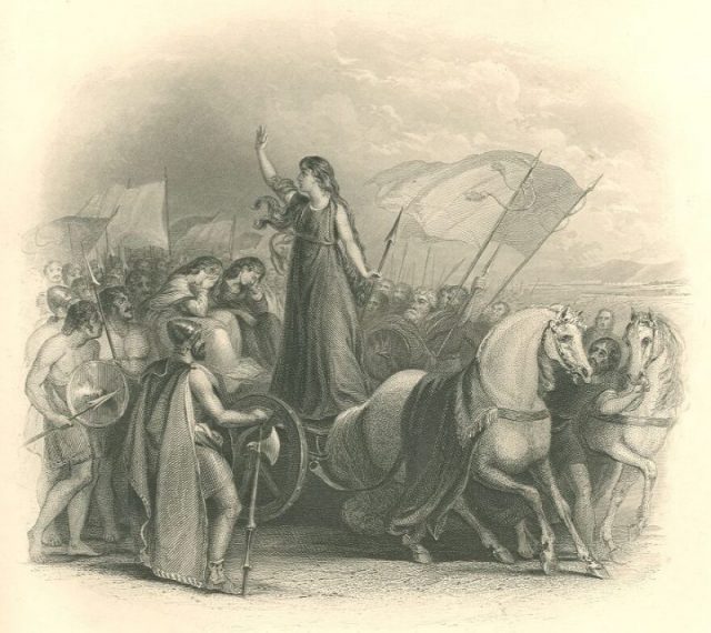 Boudicea haranguing the British tribes.